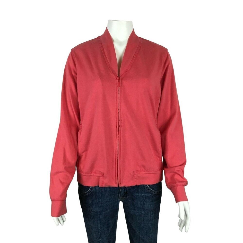 Eileen Fisher Womens Jacket Size Medium Full Zip Long Sleeve Pink Pockets